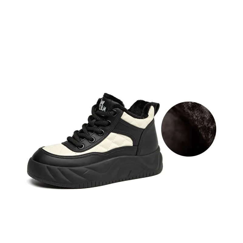 BAIJIHONG Thermal Height Increasing Abrasion Resistant Lightweight Slip Resistant Mid Top Skateboard Shoes 4cm Women's-3