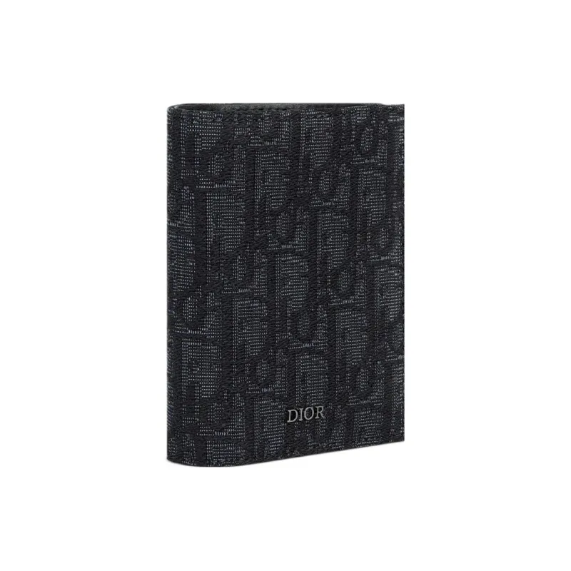 DIOR Oblique Jacquard Fabric Card Holder Men's Black-1
