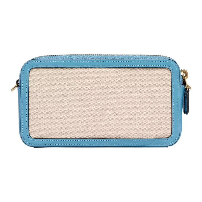 COACH Kira Canvas With Refined Calfskin Clutch Camera Bag, Shoulder Bag, Crossbody Bag Small Size Women's White & Blue-2