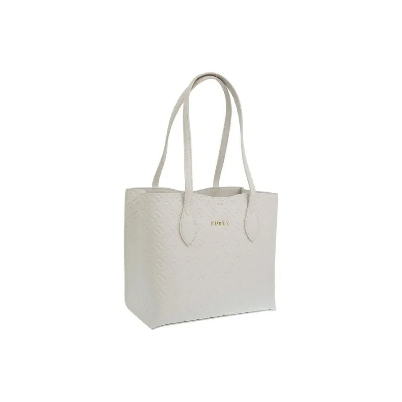 Furla Era Leather Tote Bag, Shopping Bag, Handbag Women's Light Gray-1