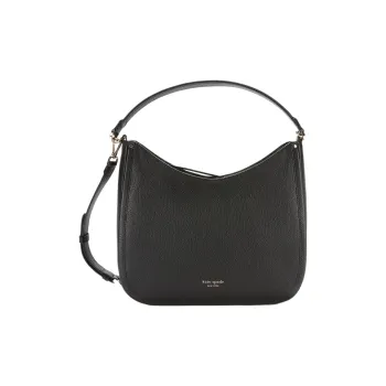 Kate Spade Roulette Pebble Pattern Soft Leather Hobo Bag, Shoulder Bag, Crossbody Bag Large Size Women's Black