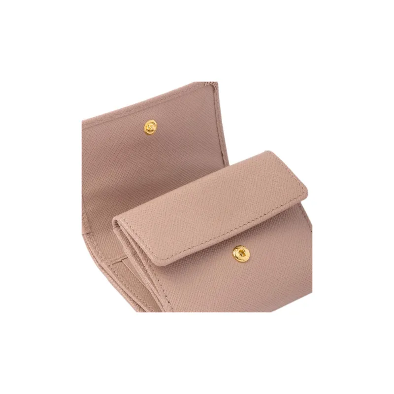 PRADA Saffiano Leather Wallet Trumpets Women's Pink-4