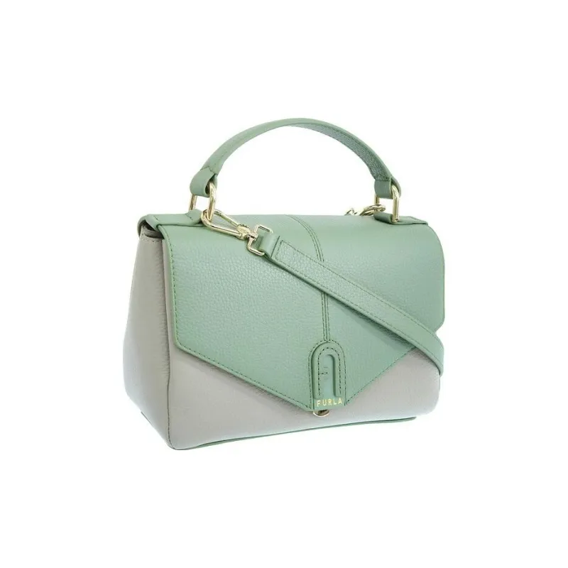 Furla Leather Shoulder Bag, Crossbody Bag, Handbag Small Size Women's Green & Marble Gray-1