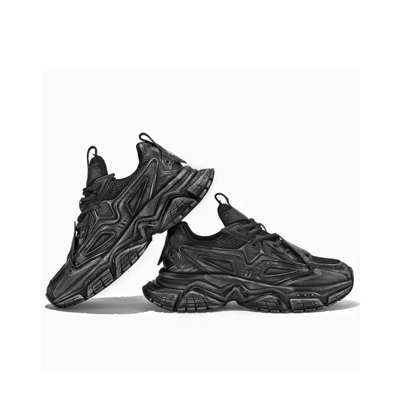 SK.TRIP Bow And Arrow 1 Cushioning Height Increasing Wear Resistant Low Top Chunky Sneakers Unisex Jet Black-5