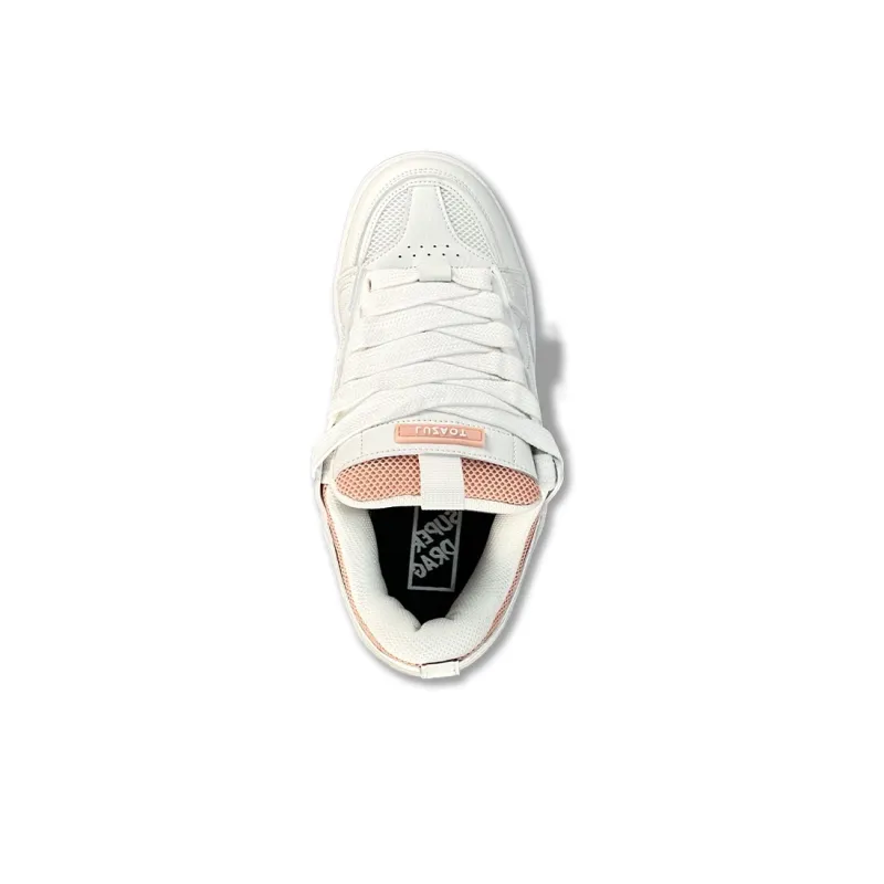 LuzaoT SUPER DRAG Low Top Skateboard Shoes Women's White Pink-3