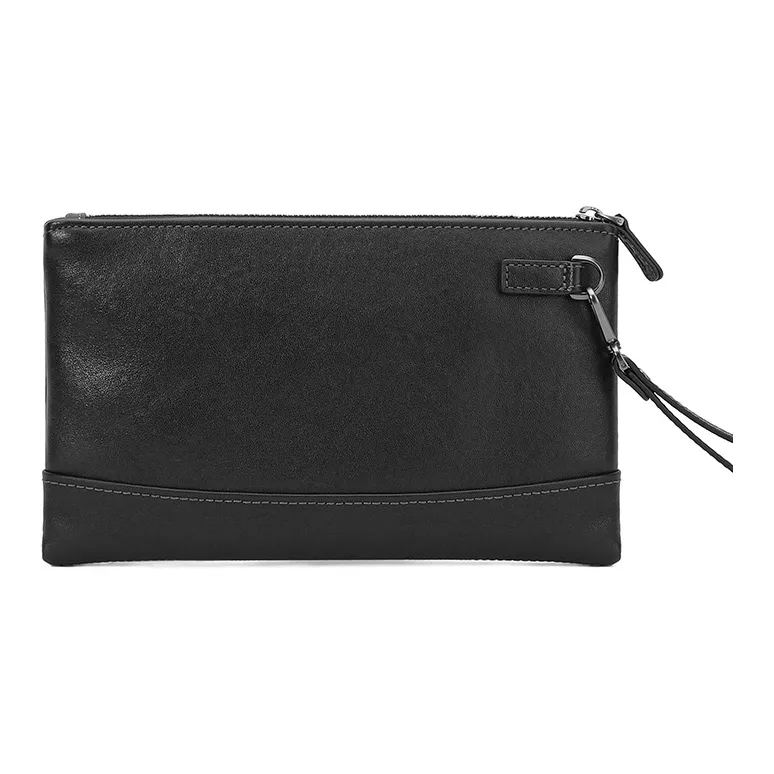 PIERRE CARDIN Cow Leather Clutch Tubas Men's Black-4