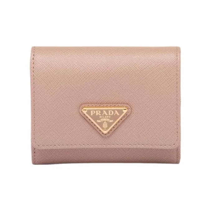 PRADA Saffiano Leather Wallet Trumpets Women's Pink-0