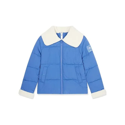 QIAODAN Sports Life Collection Puffer Jackets Women's Cave Blue/Light Beige