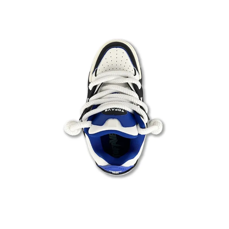 TOFAVE Low Top Skateboard Shoes Unisex Cool And Stylish White Blue-2