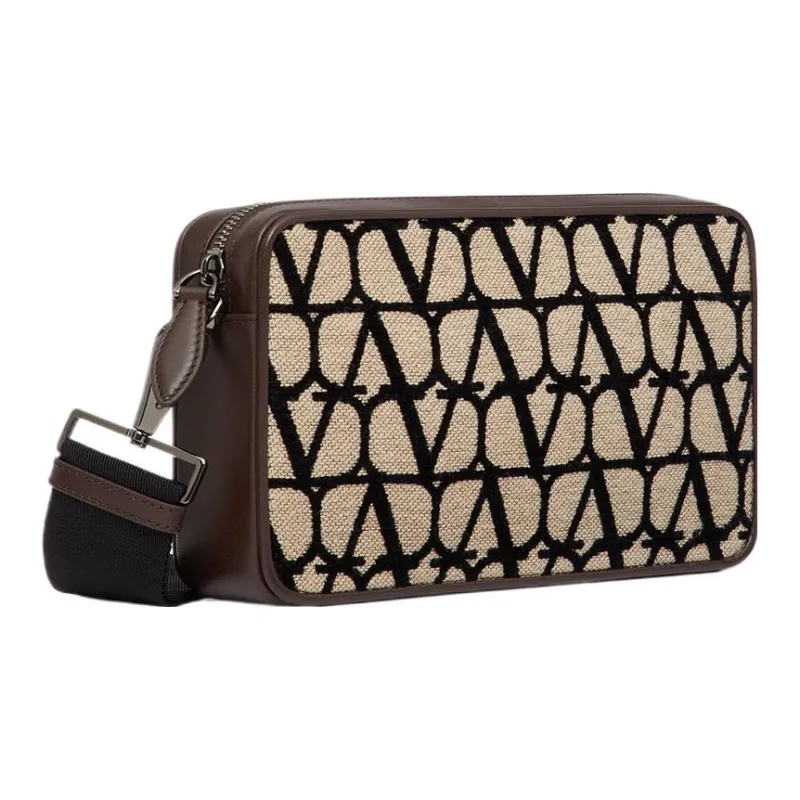Valentino Goatskin Crossbody Bag Shoulder Bag Men's Black & Beige-1