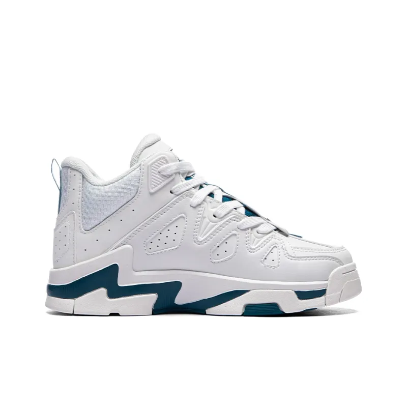 Kappa Slip Resistant Mid Top Vintage Basketball Shoes Unisex White Green-1