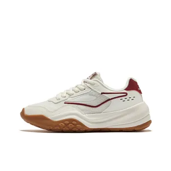Erke Cheese Cushioning Wear Resistant Low Top Casual Shoes Women's Microcrystal White Velvet Red