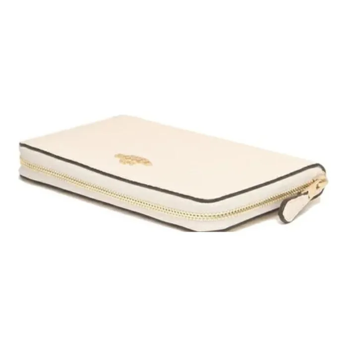 COACH Zip Around Leather Circumferential Zip Closure Wallet Card Holder Medium Size Women's Pure White-2