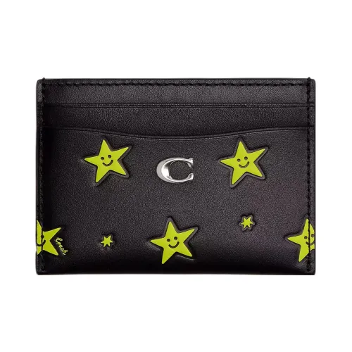 COACH Leather Card Holder Women's Black