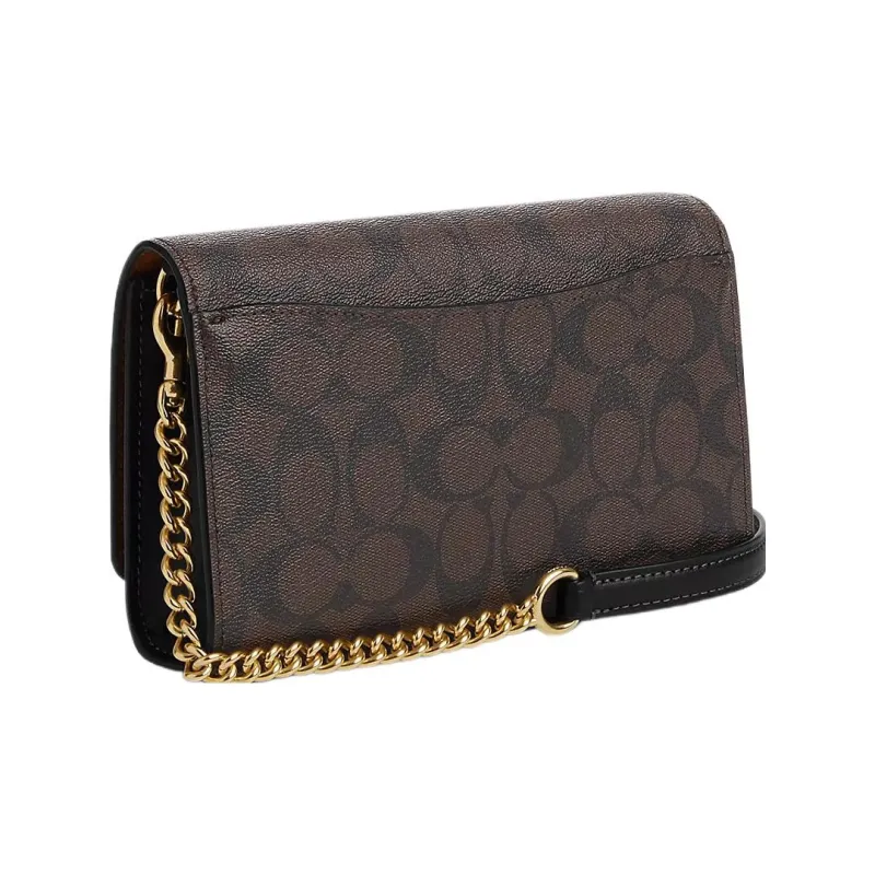 COACH Canvas With Leather Shoulder Bag, Crossbody Bag Trumpets Women's Brown Black-1
