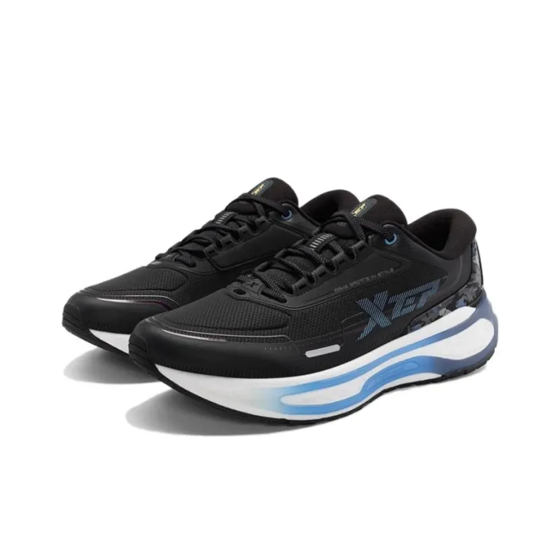 XTEP Cushioning Wear Resistant Low Top Running Shoes Men's Black Blue-2