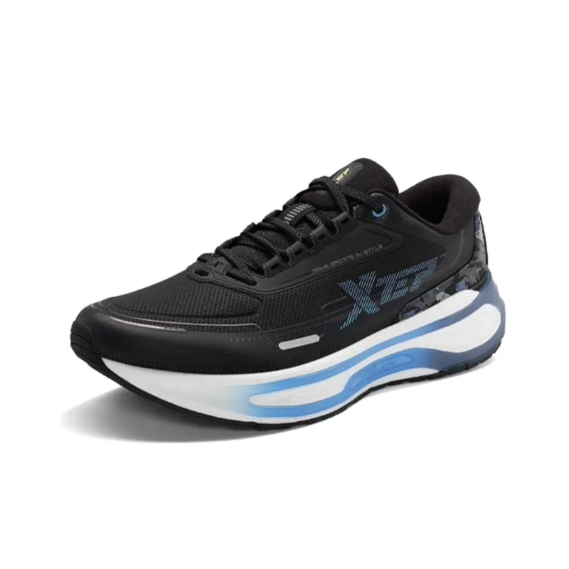 XTEP Cushioning Wear Resistant Low Top Running Shoes Men's Black Blue-1