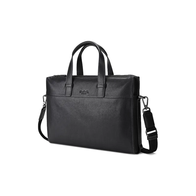 PIERRE CARDIN Cow Leather Briefcase, Laptop Bag, Handbag Tubas Men's Black-2