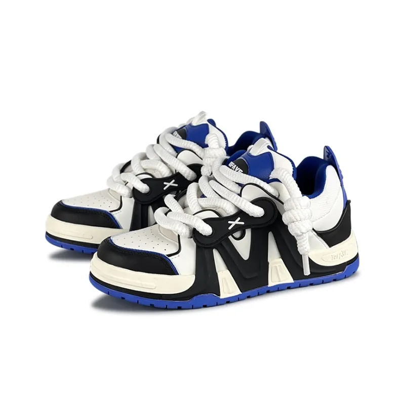 TOFAVE Low Top Skateboard Shoes Unisex Cool And Stylish White Blue-1