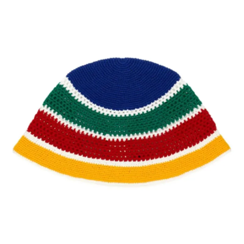 CASABLANCA Striped Crochet Knit Bucket Hat-1
