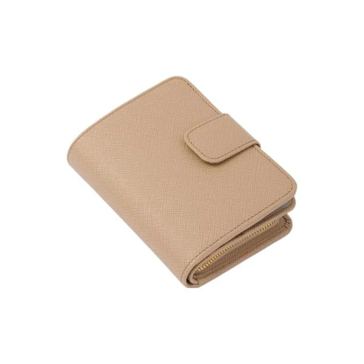 PRADA Saffiano Leather Wallet Trumpets Women's Stone Color & Cornflower Blue-2