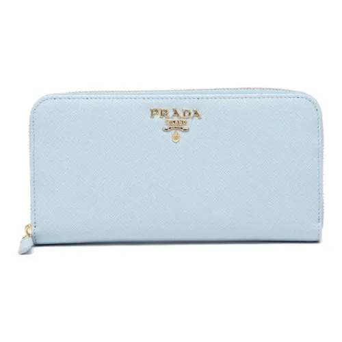 PRADA Leather Wallet Large Size Women's Blue