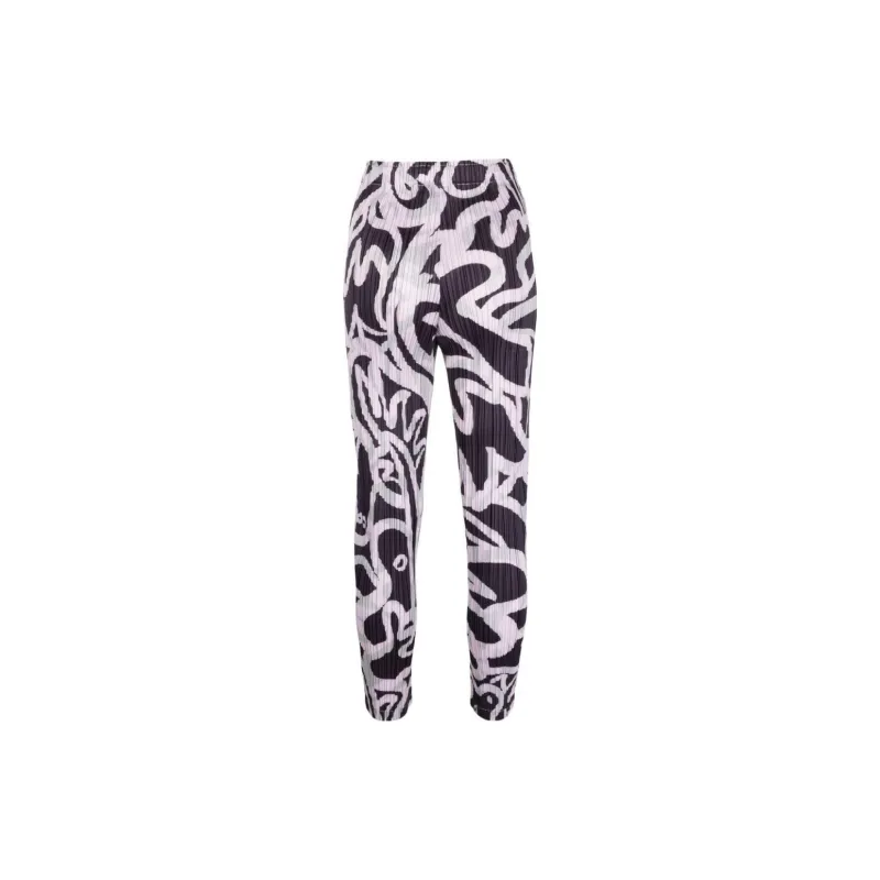 PLEATS PLEASE ISSEY MIYAKE Seeker Abstract print Plissé Trousers-1