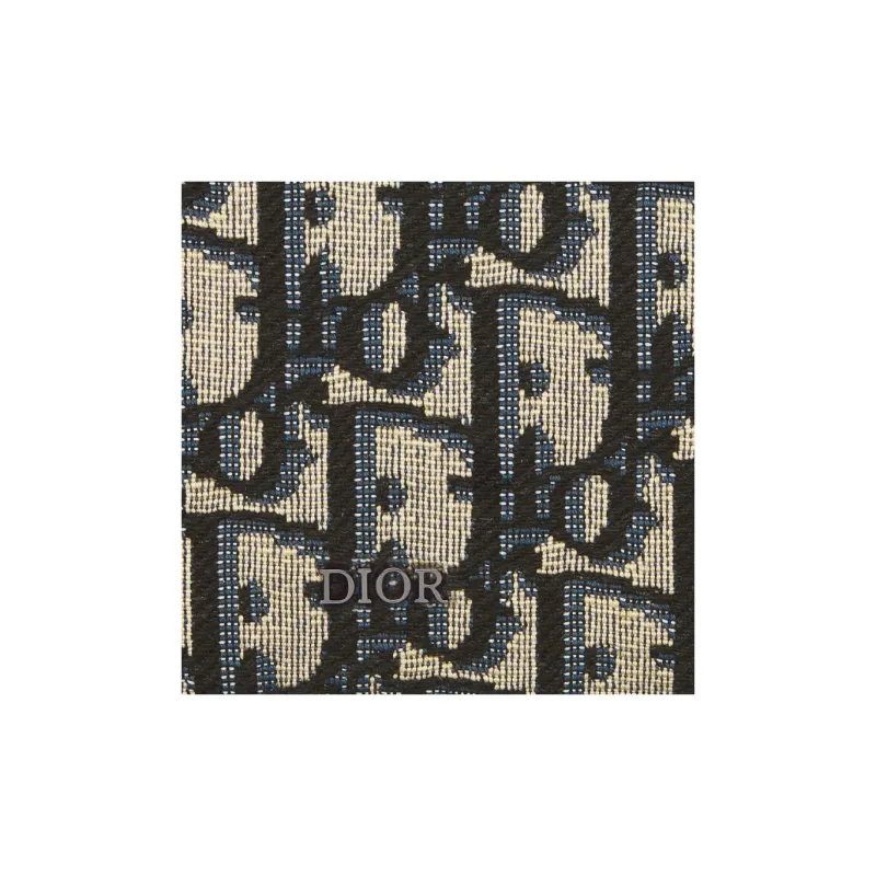 DIOR Oblique Jacquard Fabric Wallet Men's Beige & Black-4