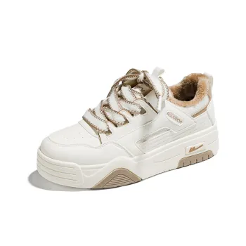 Warrior Puffy Shoes Slip Resistant Skateboard Shoes Women's Beige Khaki
