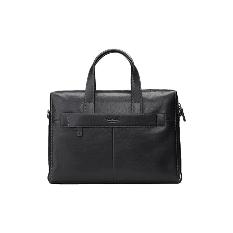 PIERRE CARDIN Cow Leather Briefcase, Laptop Bag, Handbag Tubas Men's Black-3