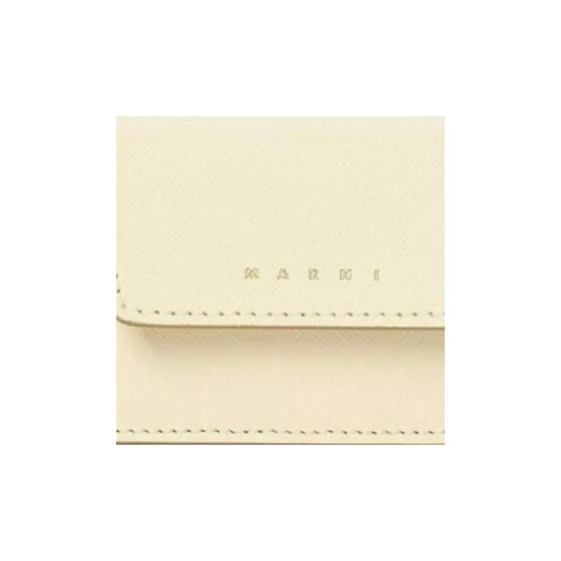 MARNI Saffiano Calfskin Card Holder Women's Beige-1