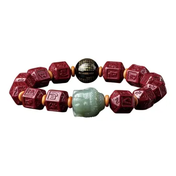 Moonstone Edge Reconstructed Cinnabar Jade Bracelets Men's