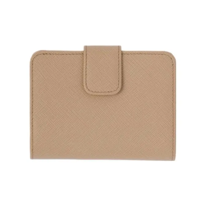 PRADA Saffiano Leather Wallet Trumpets Women's Stone Color & Cornflower Blue-1