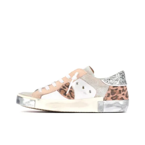 PHILIPPE MODEL Stylish Skateboarding Shoes Women's White Brown Silver