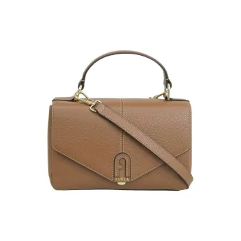 Furla Leather Shoulder Bag, Crossbody Bag, Handbag Trumpets Women's Cognac Brandy