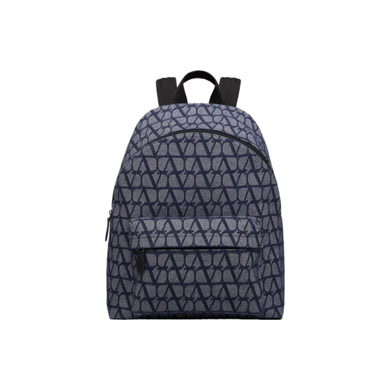 Valentino Jacquard Backpack Men's Denim And Black-0