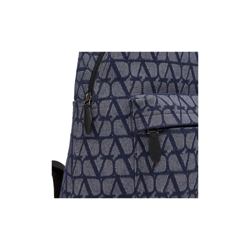 Valentino Jacquard Backpack Men's Denim And Black-5