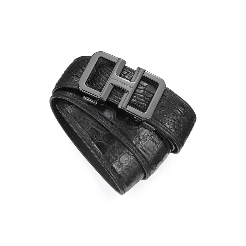 FAIRWHALE Chinese Fashion Trend Authentic Cut Out Automatic Buckle Crocodile Leather Belts Men's Width 3.5CM-3