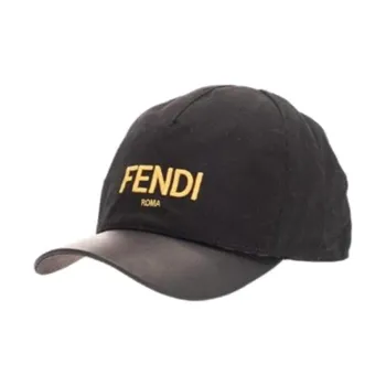 FENDI Cotton, Calfskin, Polyester Baseball Caps Men's Black
