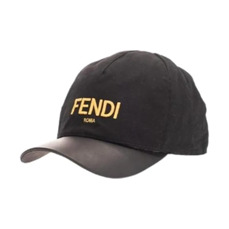 FENDI Cotton, Calfskin, Polyester Baseball Caps Men's Black-0