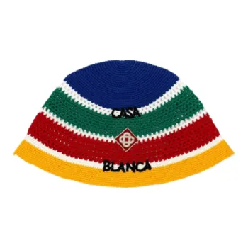 CASABLANCA Striped Crochet Knit Bucket Hat