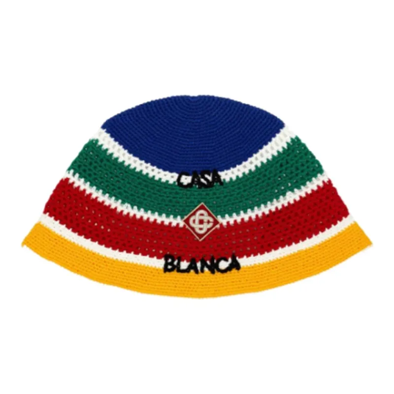 CASABLANCA Striped Crochet Knit Bucket Hat-0