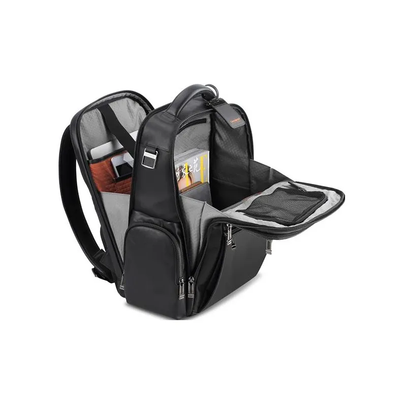 SAMSONITE Textile Cow Leather Backpack Men's Black-4