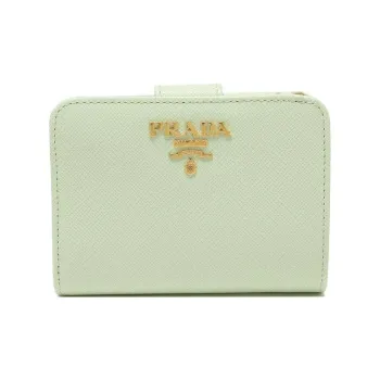 PRADA Leather Wallet Small Size Women's Green