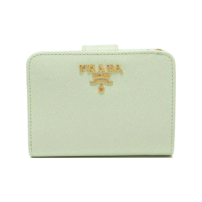 PRADA Leather Wallet Small Size Women's Green-0