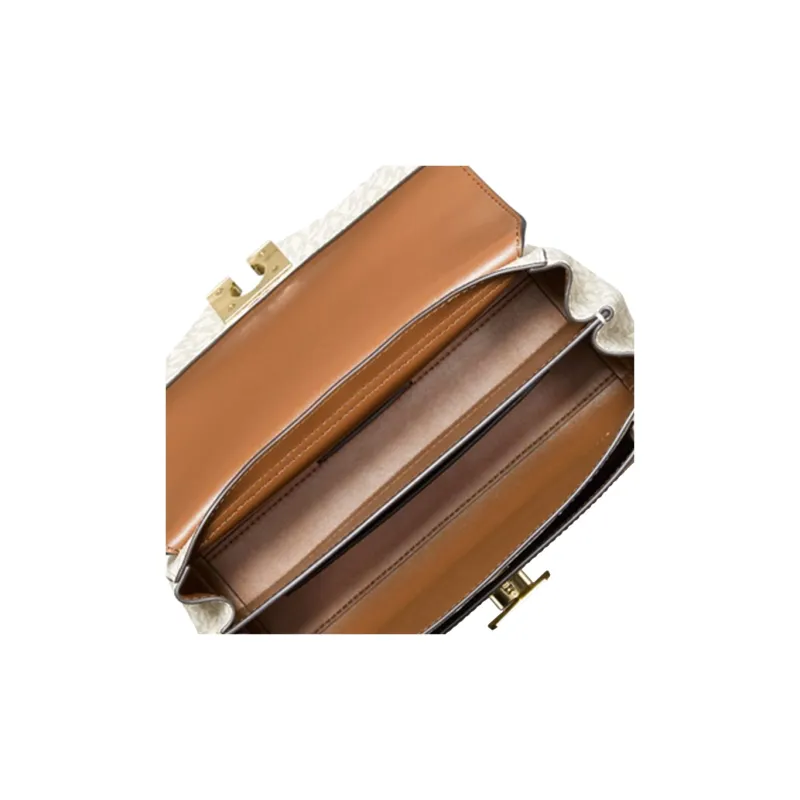 MICHAEL KORS Canvas Shoulder Bag, Crossbody Bag Medium Size Women's Brown With Vanilla Monogram-3