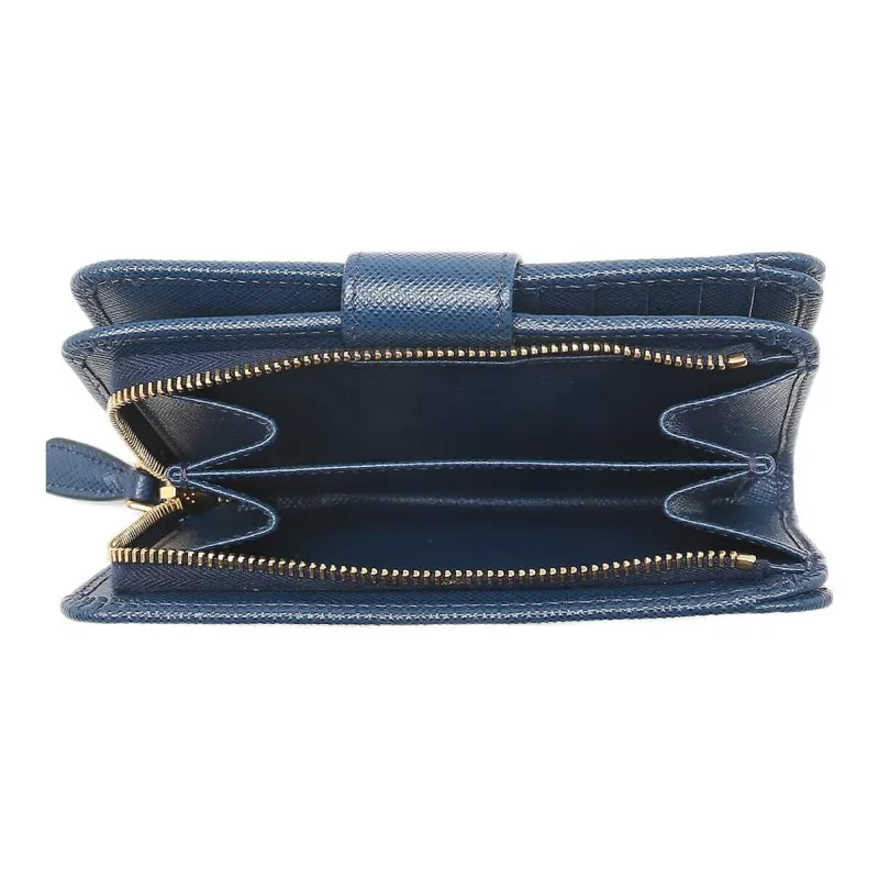PRADA Saffiano Leather Wallet Small Size Women's Blue-4