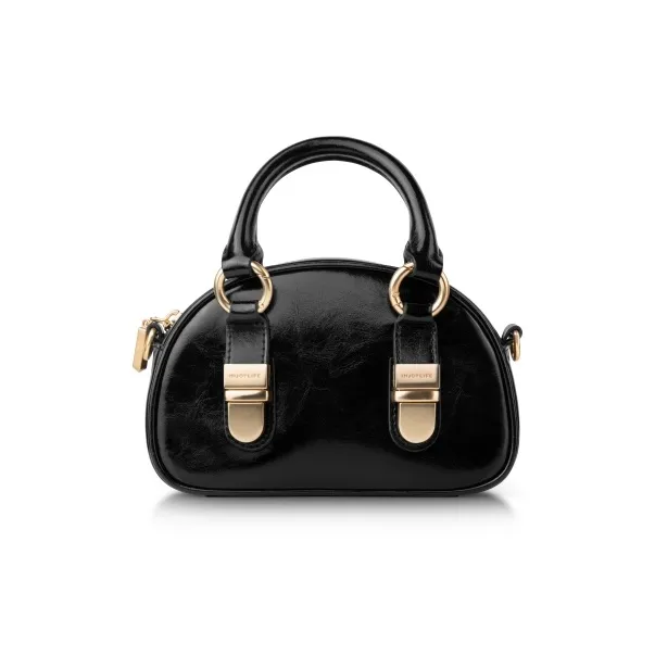 INJOYLIFE Cow Leather Shoulder Bag, Crossbody Bag, Handbag Mini Women's Black-0