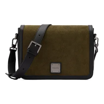 PEDRO Fabric/PU Small Square Bag Crossbody Bag, Shoulder Bag Trumpets Men's Army Green/Black