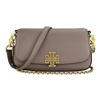 TORY BURCH Britten Cow Leather Shoulder Bag Portable Crossbody Bag Shoulder Bag Small Size Women's Gray